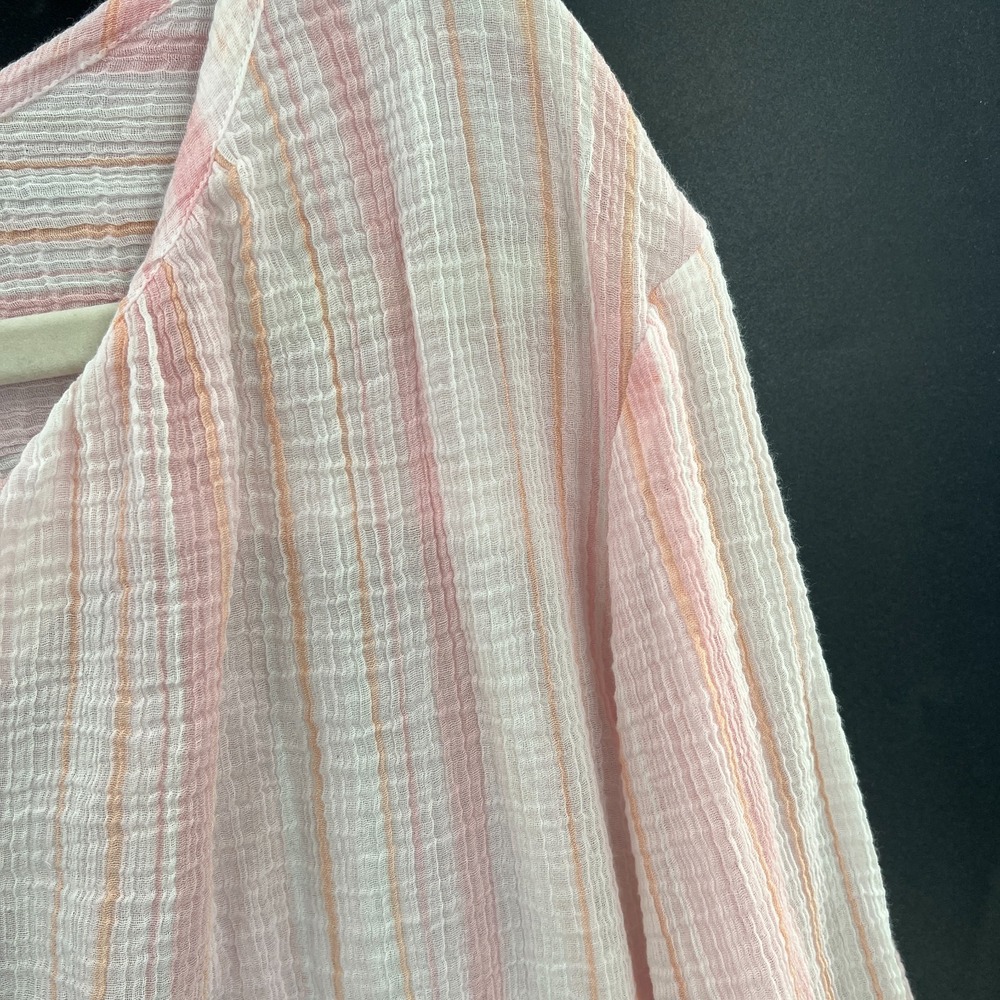 Tommy Bahama lightweight cotton gauze striped button front shirt relaxed top L - Picture 2 of 8